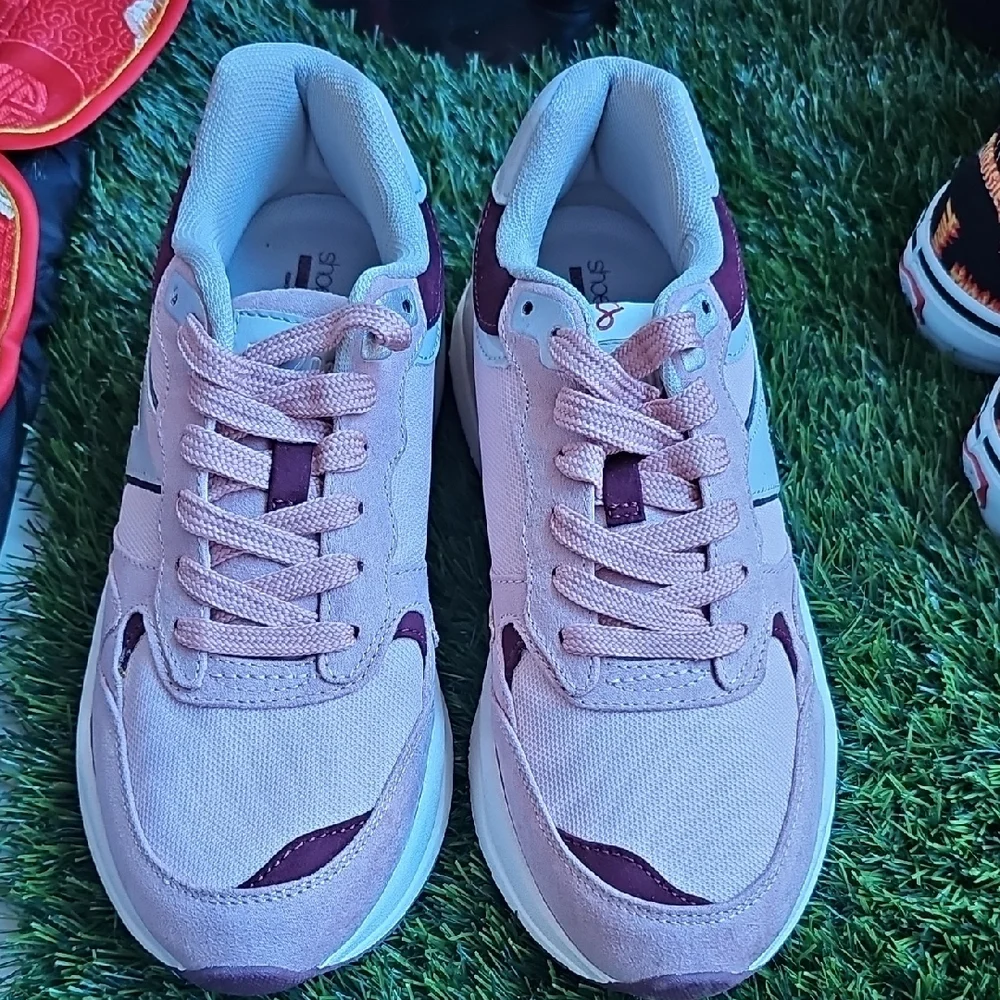 SoftWalk Pink and Red Sneakers with Chunky Sole - Picture 1 of 7